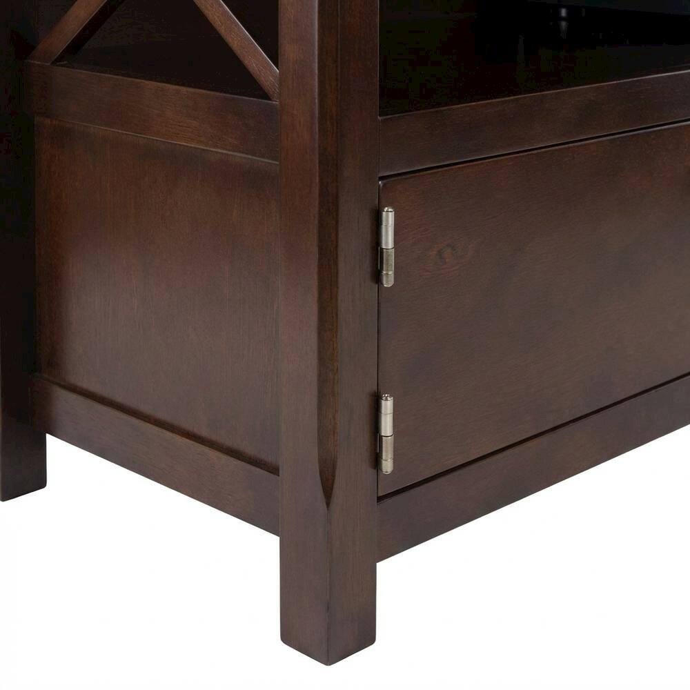 Alt View 1. FurniFact - Black TV Stand with Spacious Storage and Modern Design - Cappuccino.