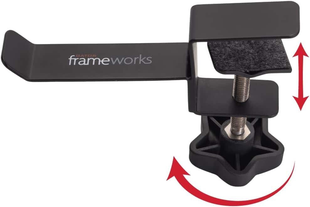 Gator Frameworks - Clamp-On Desk Headphone Hanger and Cable Organizer with 1.5-Inch Surface Capacity