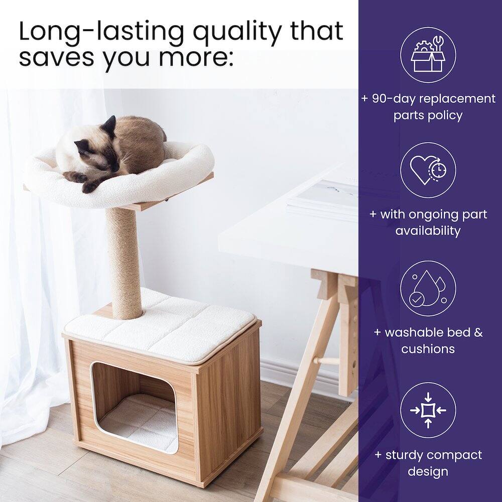 Long-lasting quality that saves you more:

- 90-day replacement parts policy
- with ongoing part availability
- washable bed & cushions
- sturdy compact design