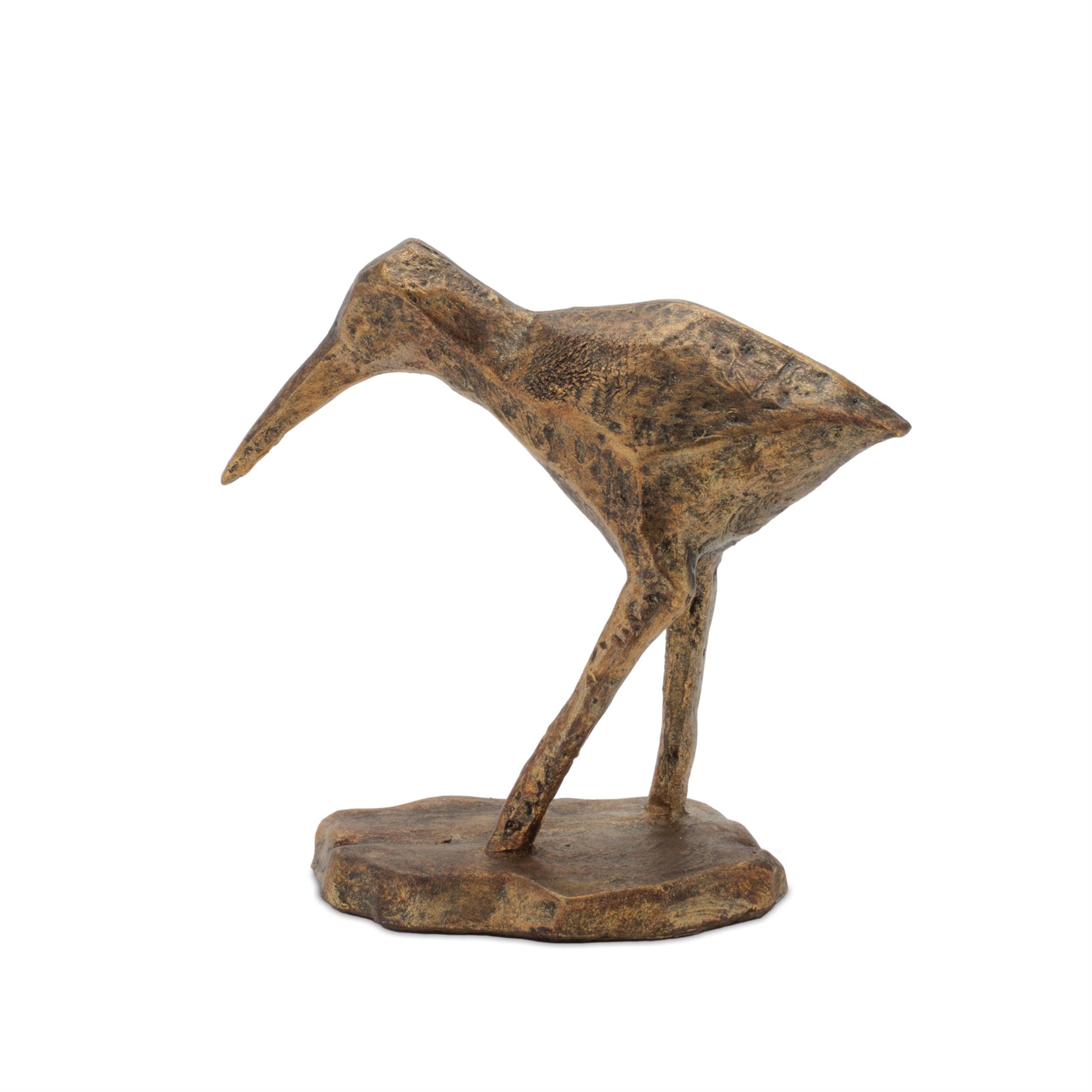 Back. BreeBe - Modern Sea Bird Figurine (Set of 3) - Brown, Gold.