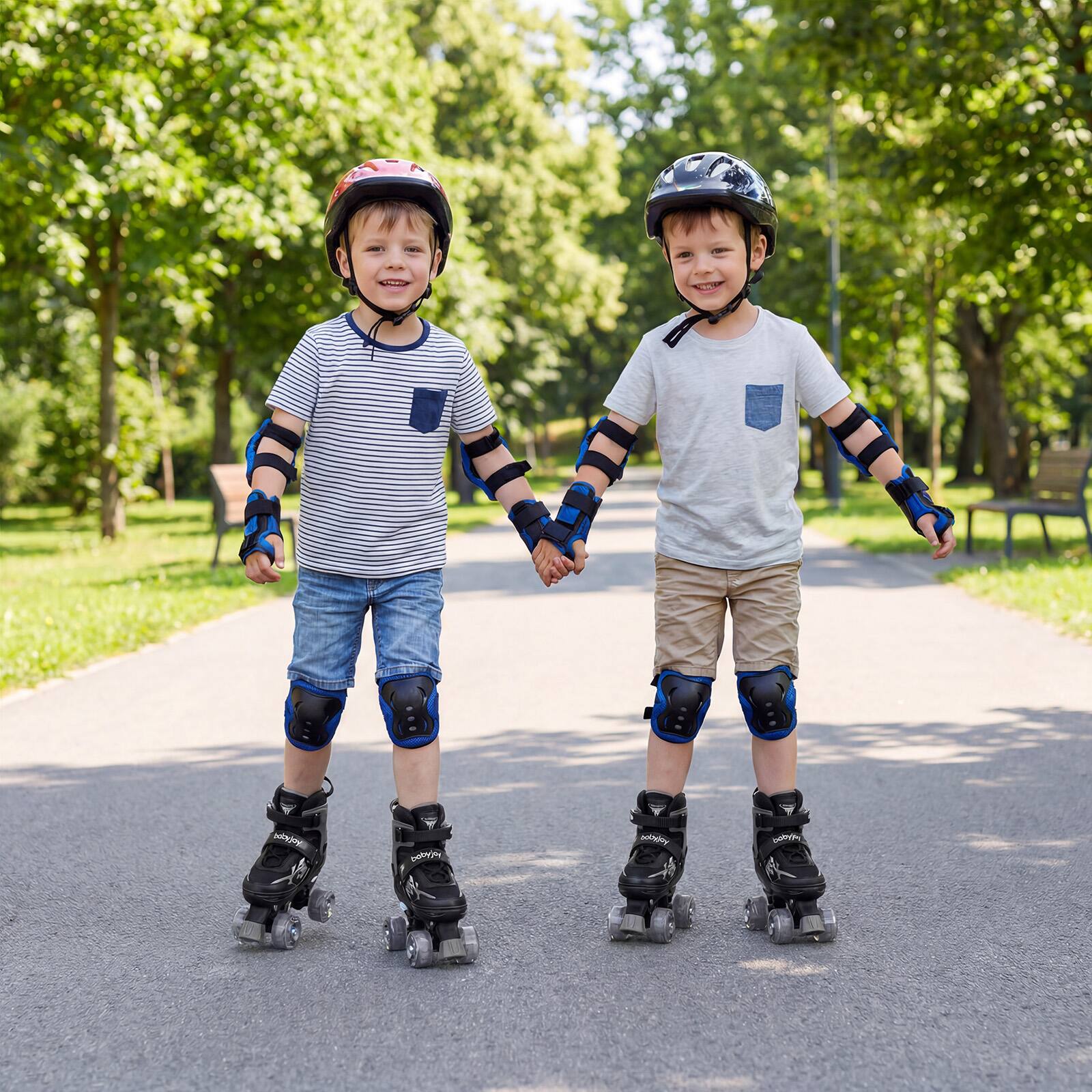 Alt View 3. Gymax - Gymax Kids Roller Skates 4 Sizes Adjustable Quad Skates w/Light-up Wheels for Ages 5-7 Black - Black.