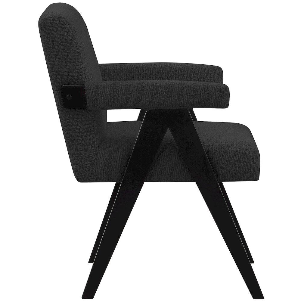 Alt View 3. Meridian Furniture - Woodloch Black Boucle Fabric Accent Chair - Black.