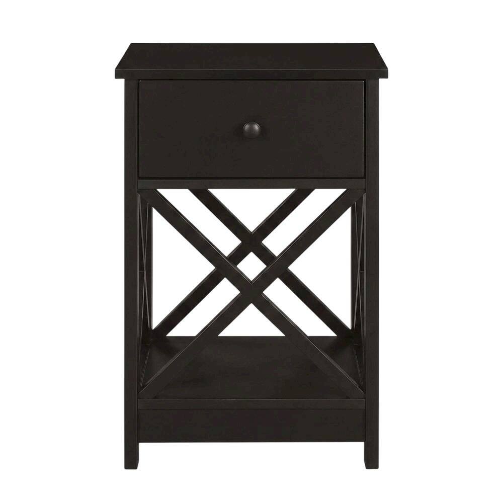 Angle. FurniFact - Espresso 1-Drawer End Table with Compact Square Design - Espresso.