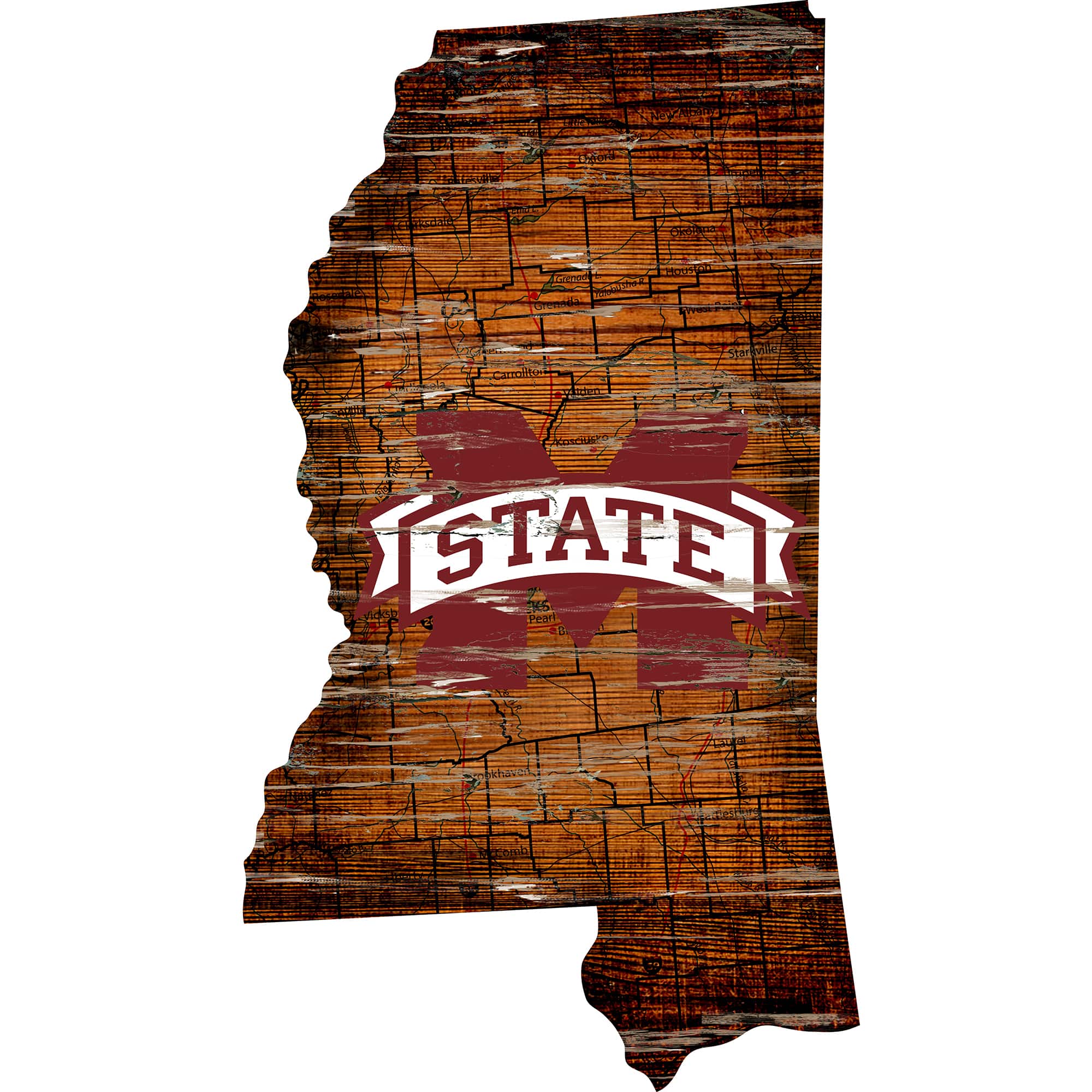 "Fan Creations - Mississippi State Bulldogs 23.5"" x 23.5"" Distressed State with Logo Sign - Multicolor" price history on PriceWatchPro