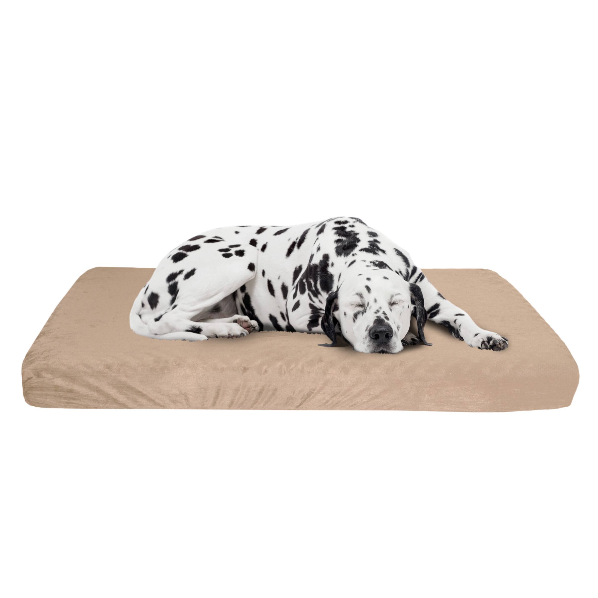 PetMaker - Orthopedic Dog Bed 2-Layer Memory Foam for Large Dogs up to 95lbs with Machine Washable Cover 46x27 Dog Mattress - Tan
