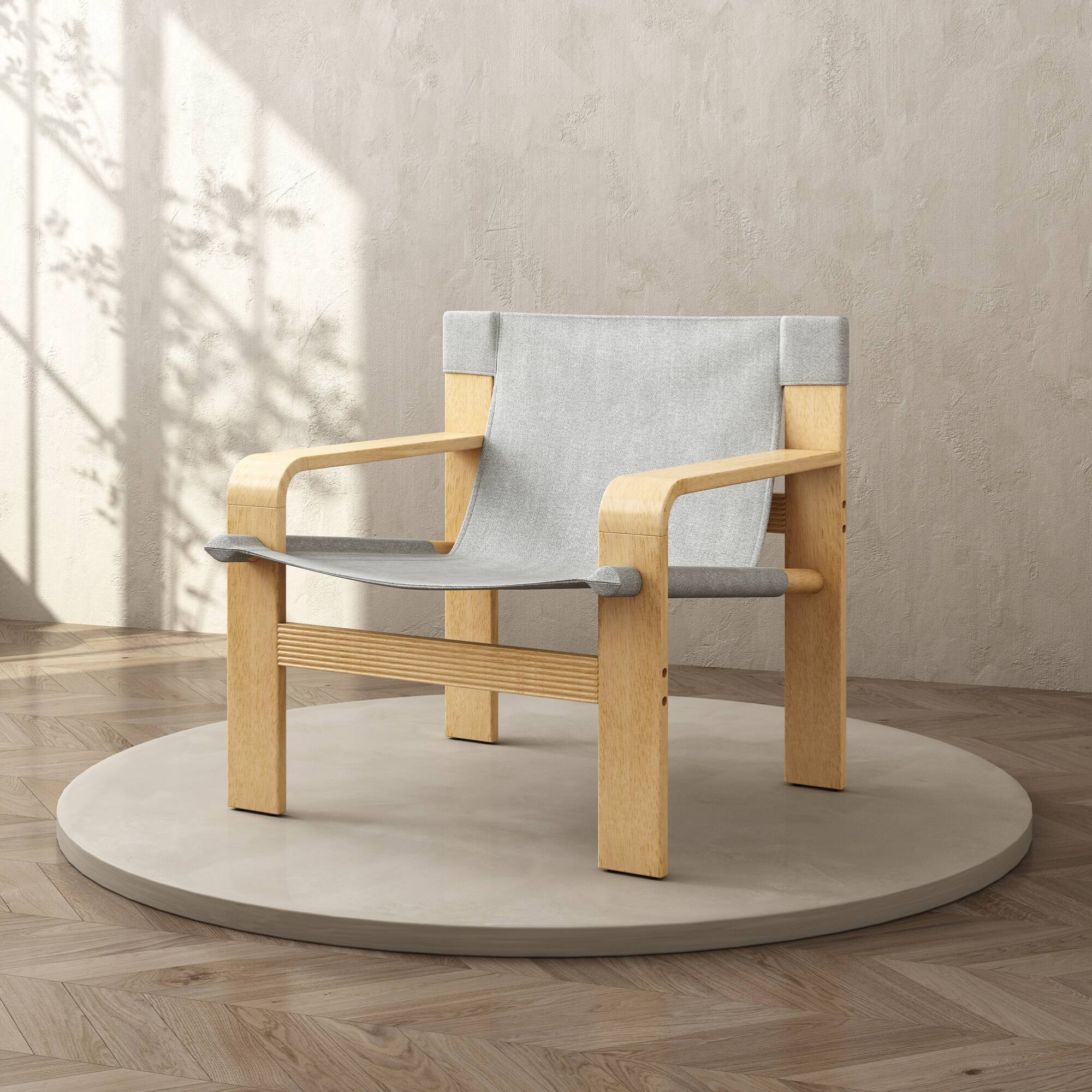 Angle. GOODSILO - Modern Accent Lounge Chair with Wide Armrests and Detachable Washable Fabric Cover - Light Grey.