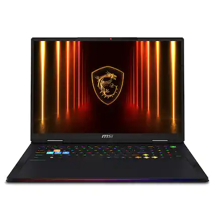 Front. MSI - MSI Raider A18 HX 18” QHD+ Gaming Laptop - AMD Ryzen 9 9955HX3D 2025 - RTX 5080 - 32GB RAM - 2TB Storage - Core Black.