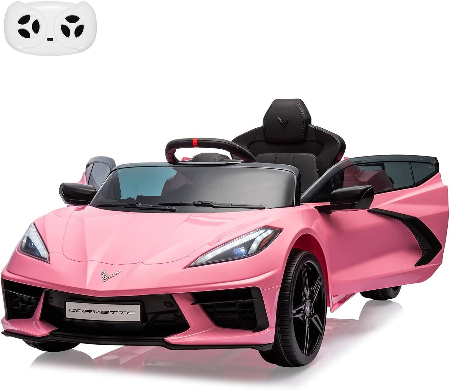 Front. Babevy - 12V Ride On Car for Kids, Electric Sports Car, Remote Control, Child Battery Vehicle, Pink, Toddler Ride On Toy Gift - Pink.