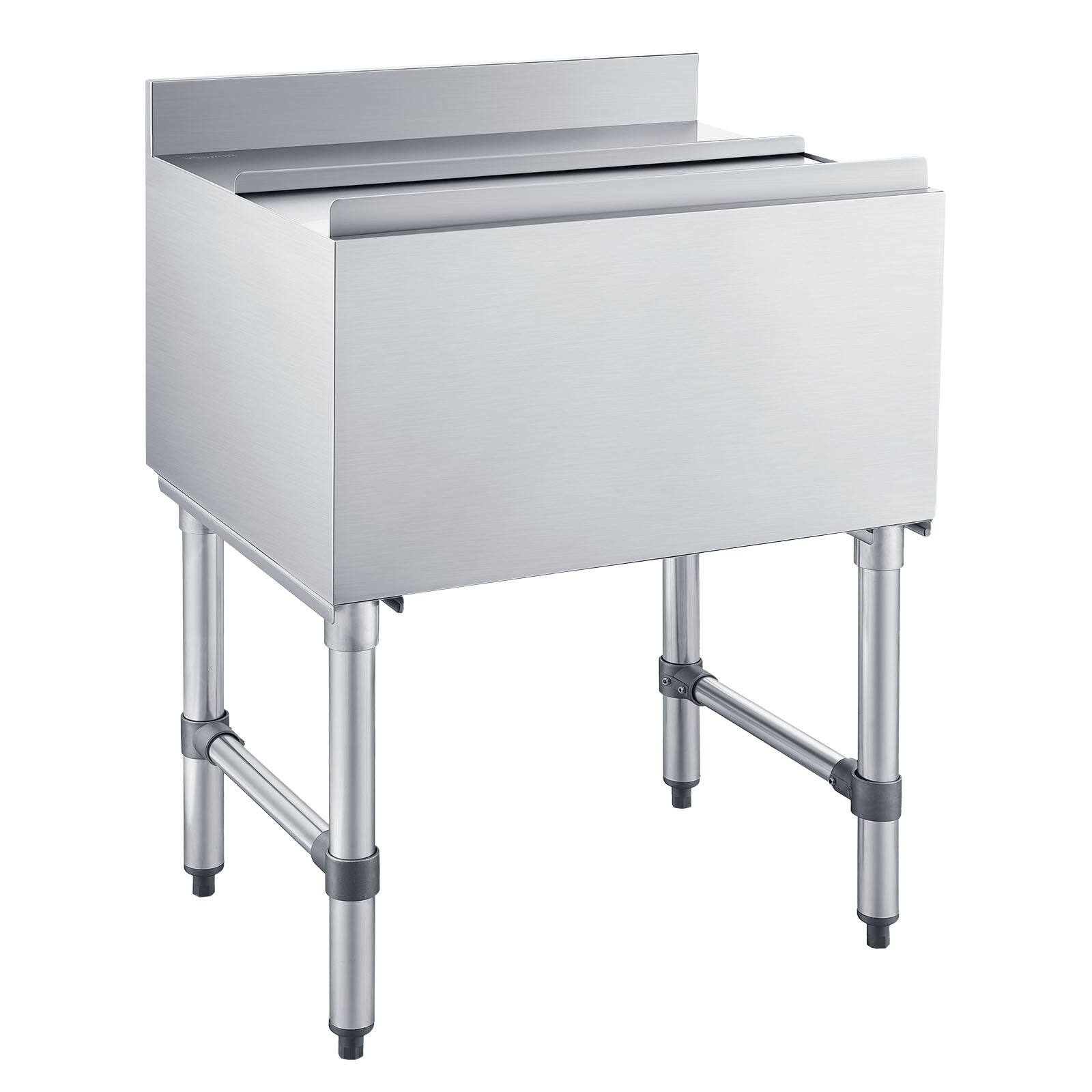 Alt View 5. VEVOR - Commercial Ice Bin, 65.1 Qt Max Capacity, 24 x 19 x 33 Inch Stainless Steel Ice Chest with Sliding Lid and Bottle - Silver.
