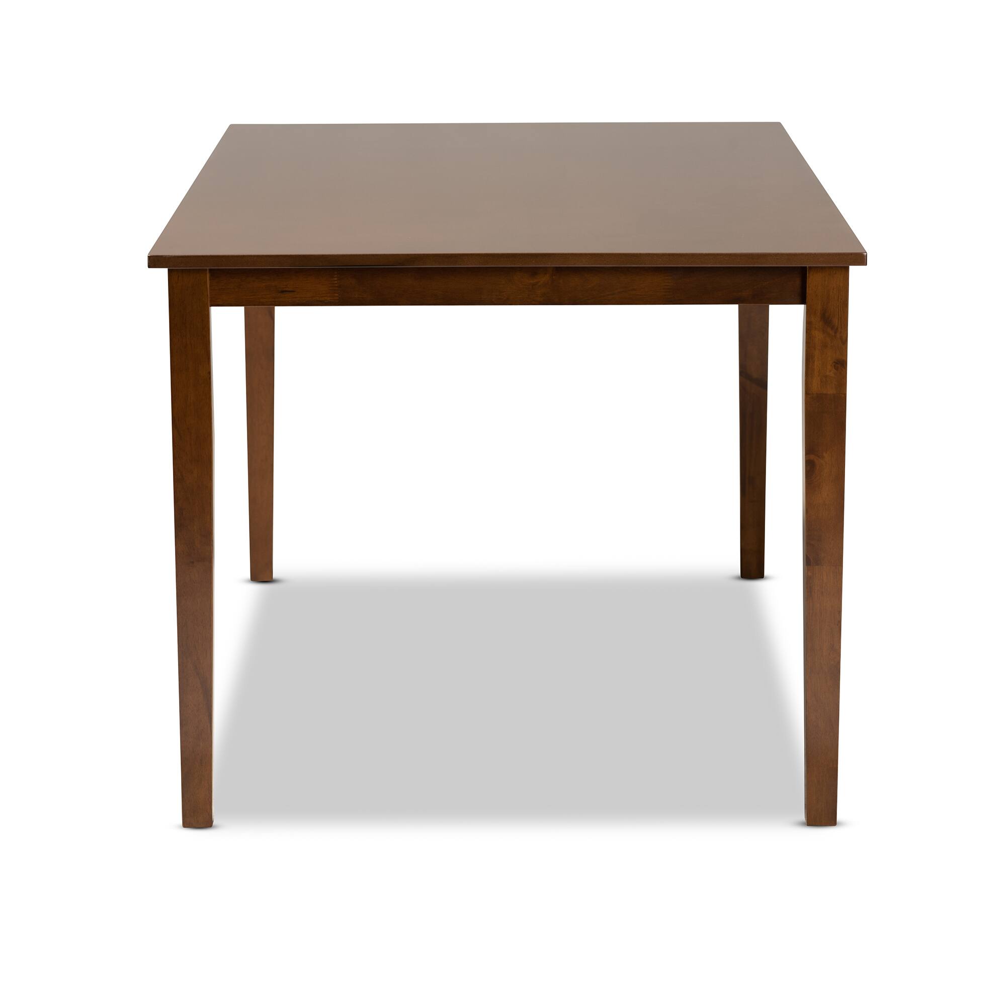 Left. Baxton Studio - Eveline Modern and Contemporary Finished Rectangular Wood Dining Table - Walnut Brown.