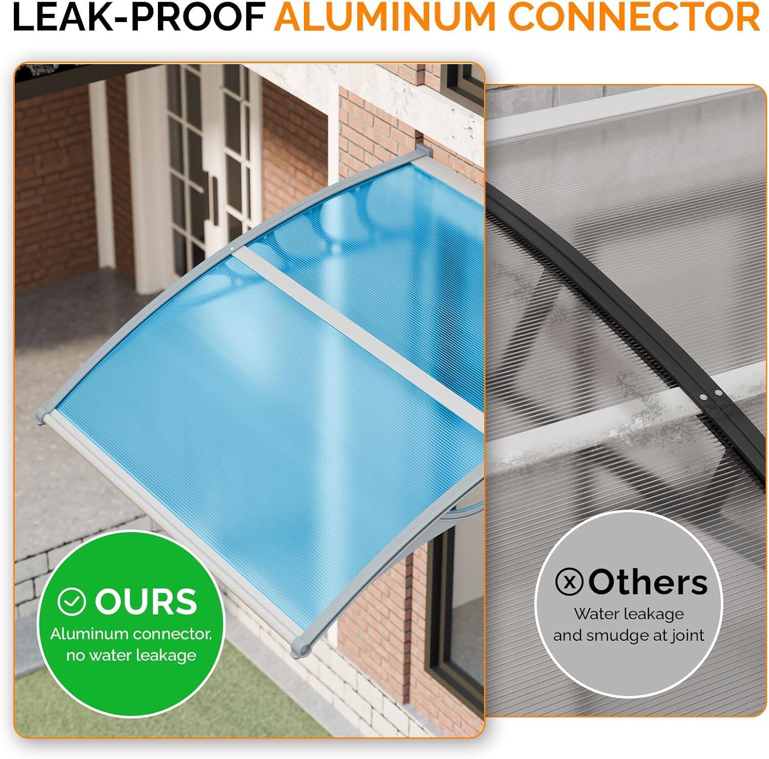 LEAK-PROOF ALUMINUM CONNECTOR

OURS
Aluminum connector, no water leakage

Others
Water leakage and smudge at joint