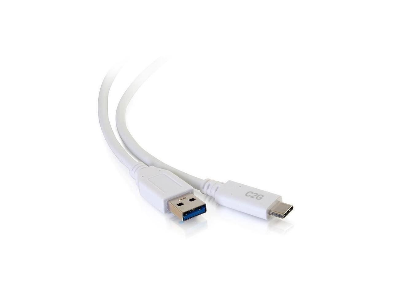 Alt View 4. Cables to Go - C2G 28835 C2G 3FT USB 3.0 USB TYPE C TO USB A USB CABLE WHITE M/M.