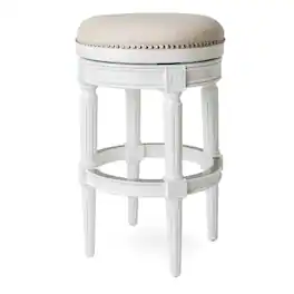 Maven Lane - 31" Pullman Backless Bar Stool In Finish Fabric Upholstery - Alabaster White