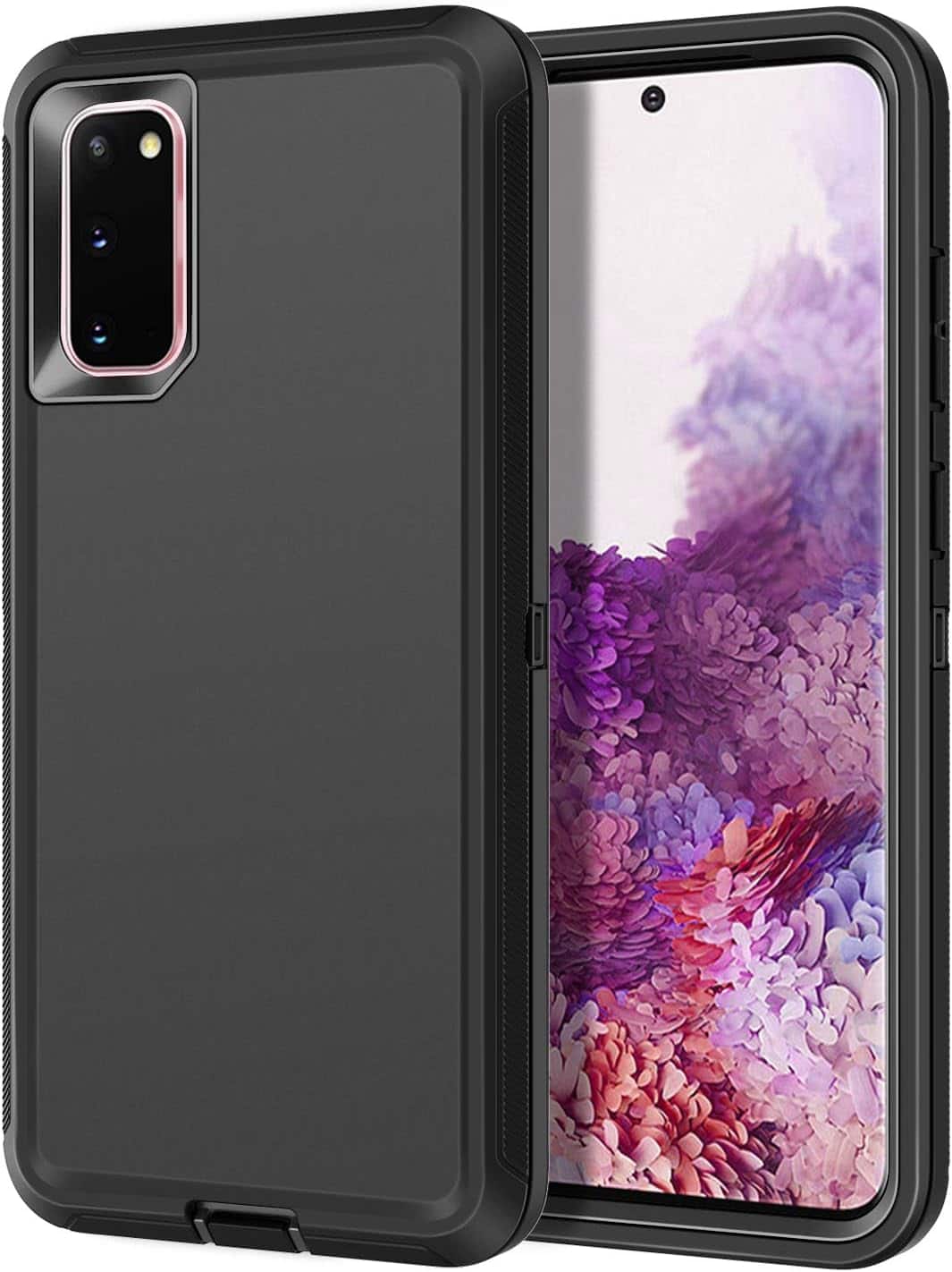 Front. Entronix - Entronix Heavy Duty Phone Case for Samsung Galaxy S20 Plus - Triple-Layer Protection - Black.