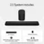 The image features a sound system that includes a 30" soundbar and a wireless subwoofer. The system also comes with an HDMI* eARC cable for TV connection and essential speaker cables. Additionally, the sound system comes with QuickFit* mounting screws for compatible VIZIO TVs. The soundbar remote control is not included, but you can control your soundbar settings with the VIZIO app or TV remote. The "QuickFit" feature from VIZIO allows you to attach your VIZIO soundbar directly to the bottom of compatible VIZIO TVs.