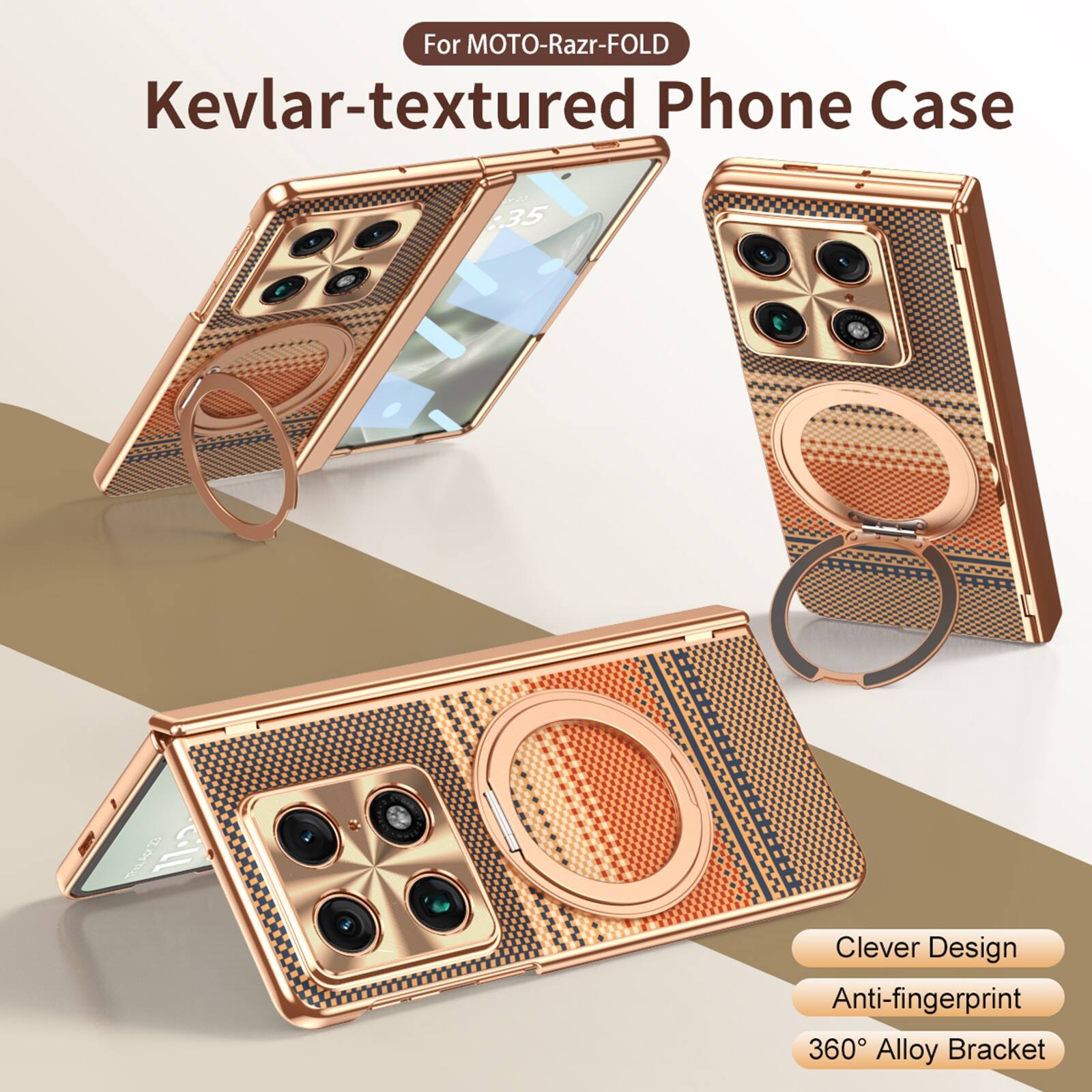 For MOTO-Razr-FOLD Kevlar-textured Phone Case

Clever Design
Anti-fingerprint
360° Alloy Bracket