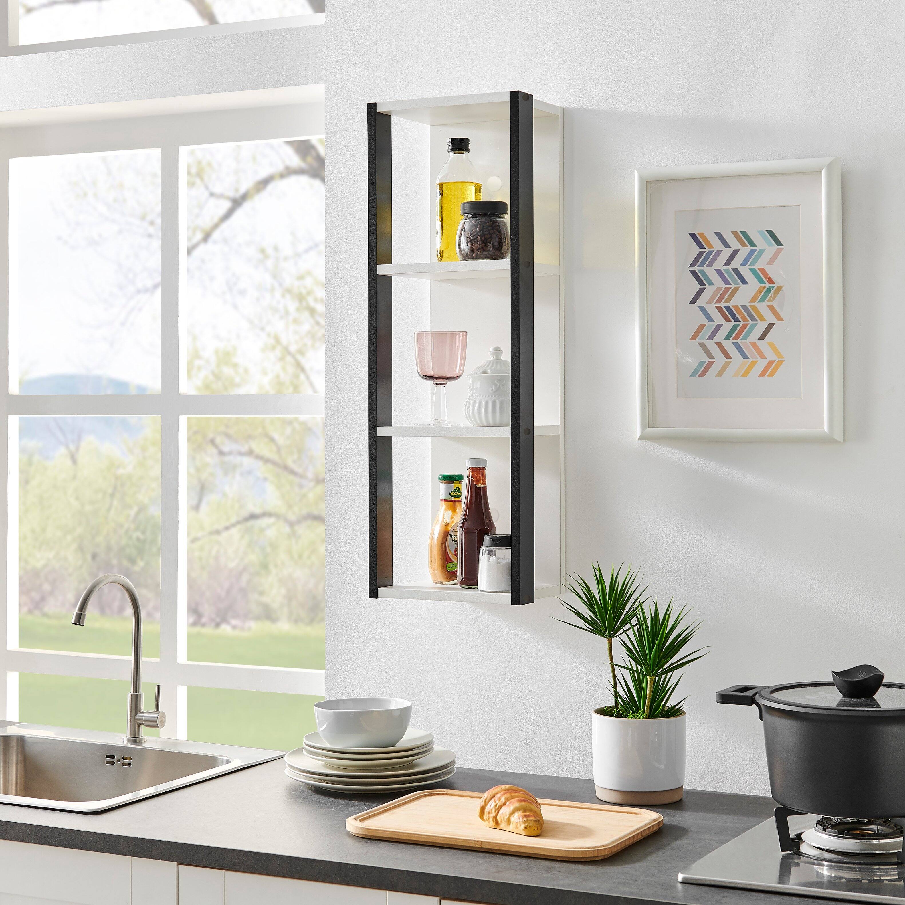 Alt View 5. Danya B - Recife Vertical Three-Tier Cube Wall Shelf - White/Black - White, Black.