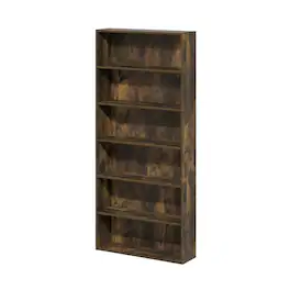 FurniFact - 6-Tier Open Shelf Bookcase with Storage Organizer - Amber Pine