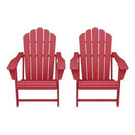 WestinTrends - Highland Outdoor Patio HDPE Adirondack Chairs With Cup Holders (Set of 2) - Red