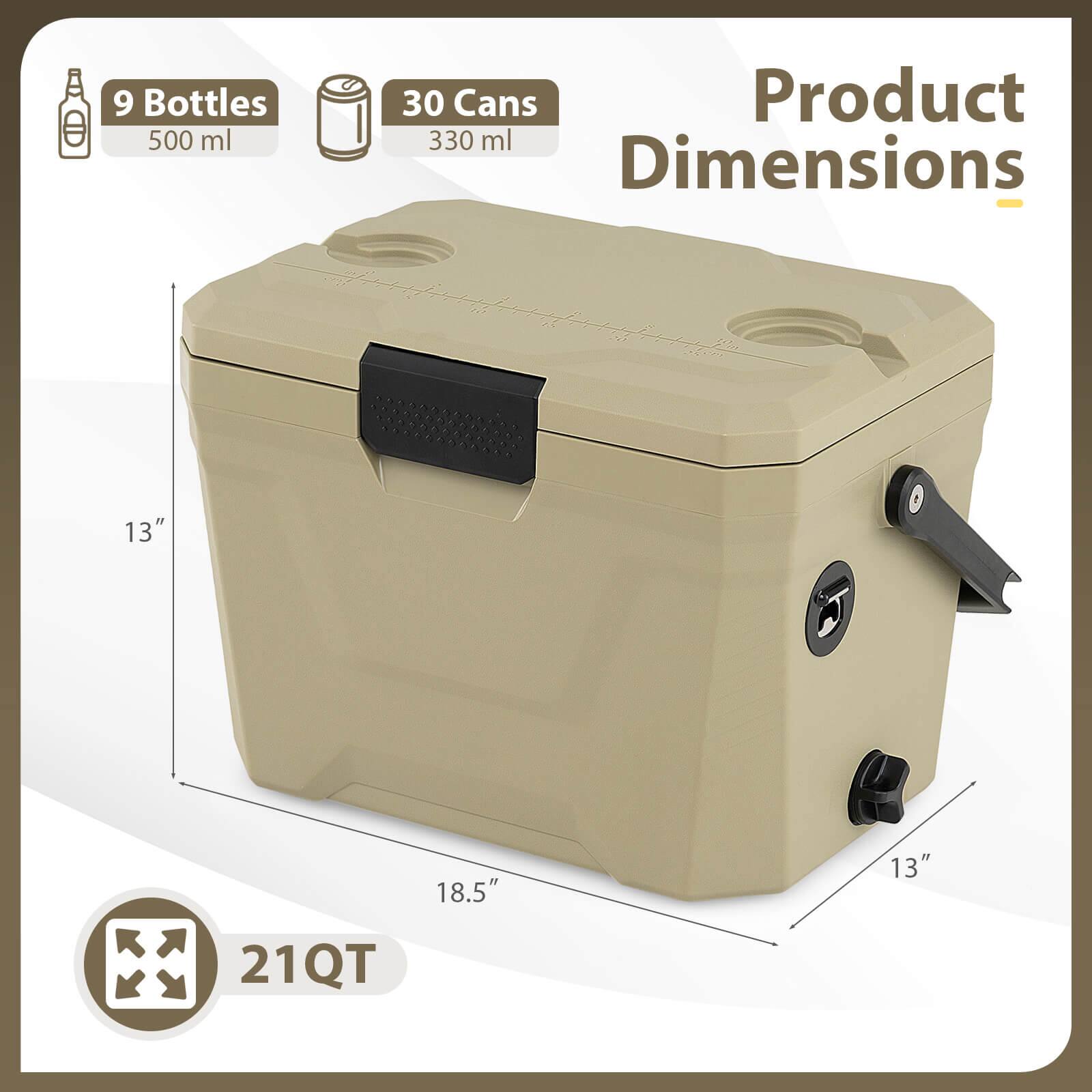 9 Bottles 500 ml  
30 Cans 330 ml  
Product Dimensions  
13" x 18.5" x 13"  
21QT