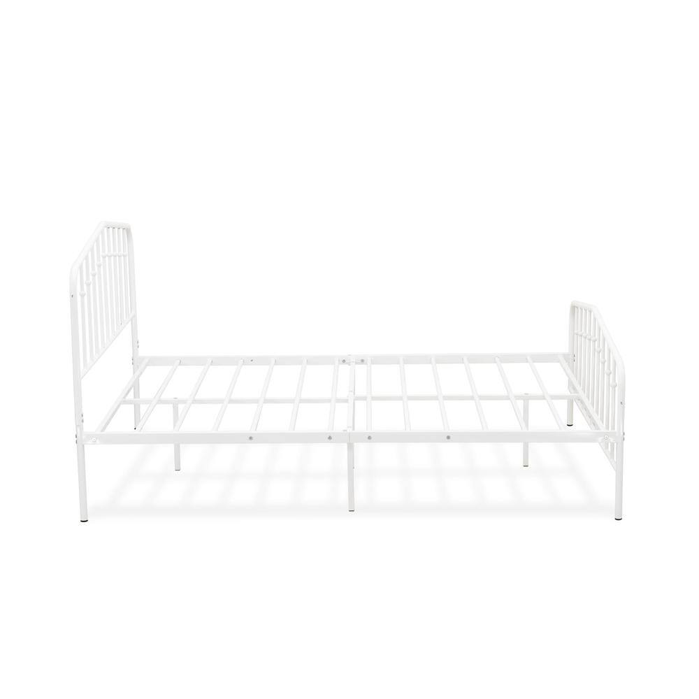 Alt View 1. East West Furniture - Kemah Queen Platform Bed with 4 Metal Legs - Magnificent Bed in Powder Coating White Color - White.