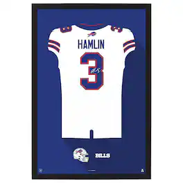 Sporticulture - Damar Hamlin Buffalo Bills Away Jersey Framed Art Print - White