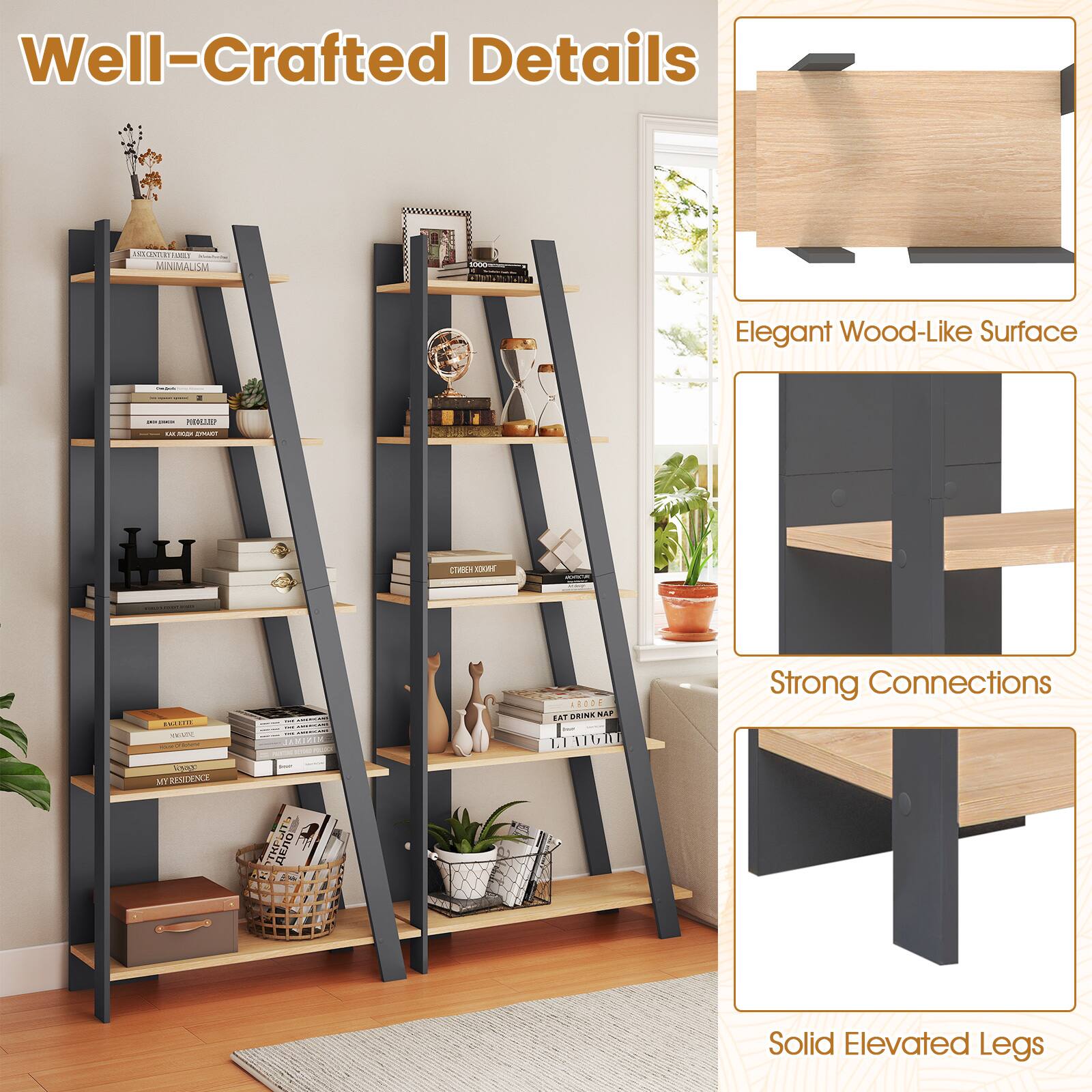 Well-Crafted Details

Elegant Wood-Like Surface

Strong Connections

Solid Elevated Legs