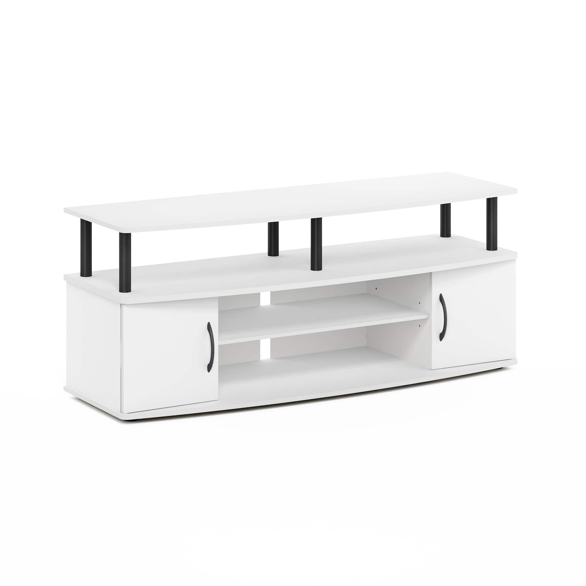 Furinno - JAYA Large Entertainment Center Hold up to 55-IN TV - White/Black