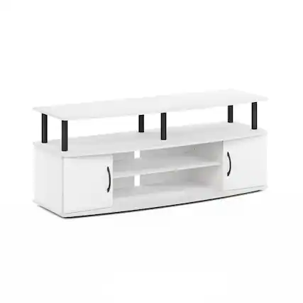 Front. Furinno - JAYA Large Entertainment Center Hold up to 55-IN TV - White/Black.
