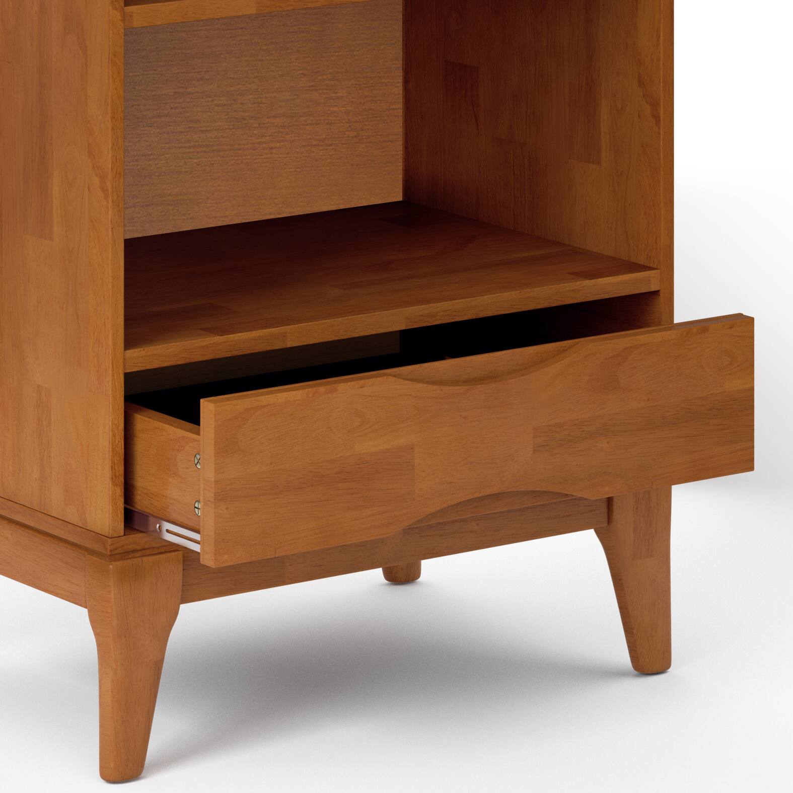 Alt View 3. Simpli Home - Harper 24 inch 4 Shelf Bookcase (Set of 2) - Teak Brown.