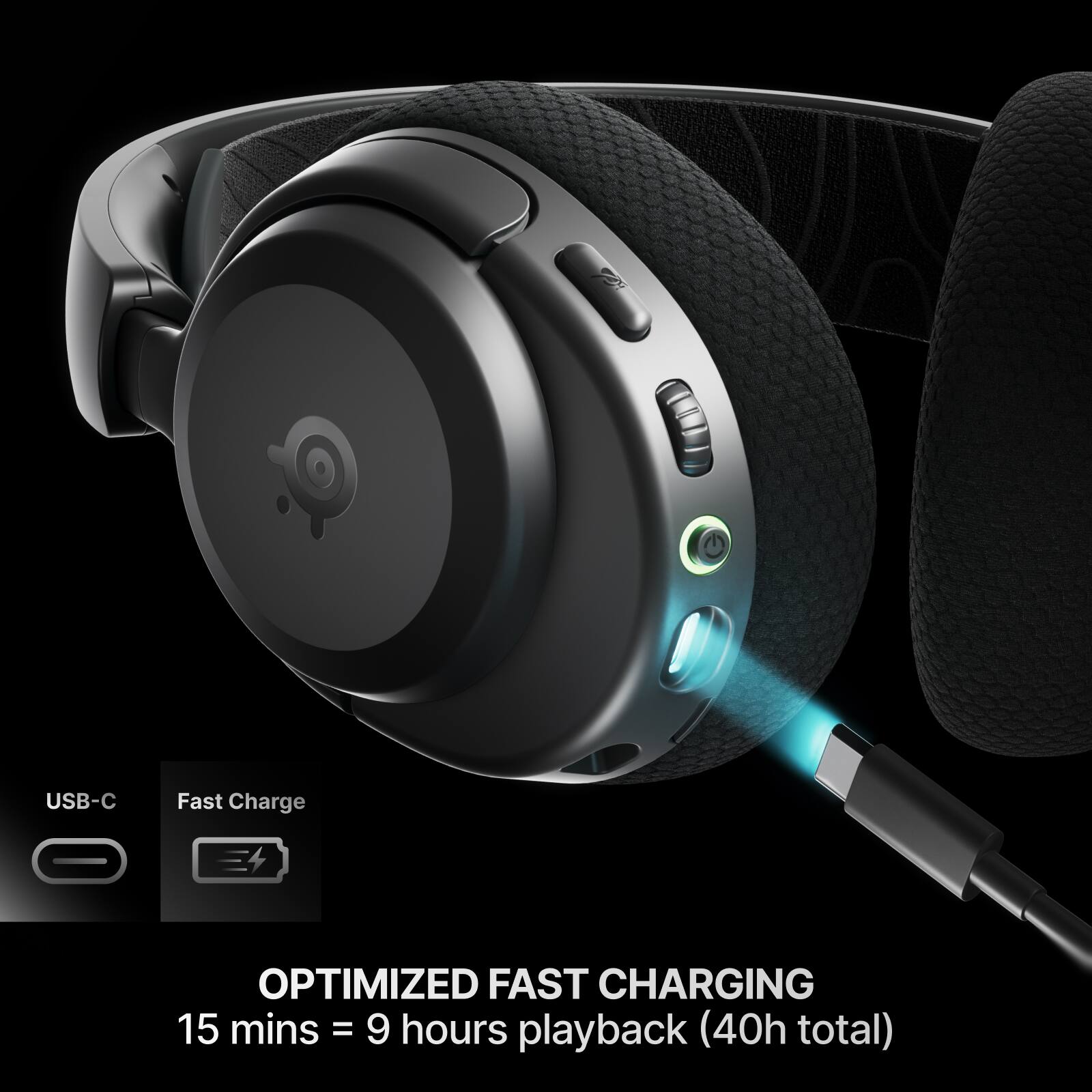 USB-C Fast Charge  
OPTIMIZED FAST CHARGING  
15 mins = 9 hours playback (40h total)