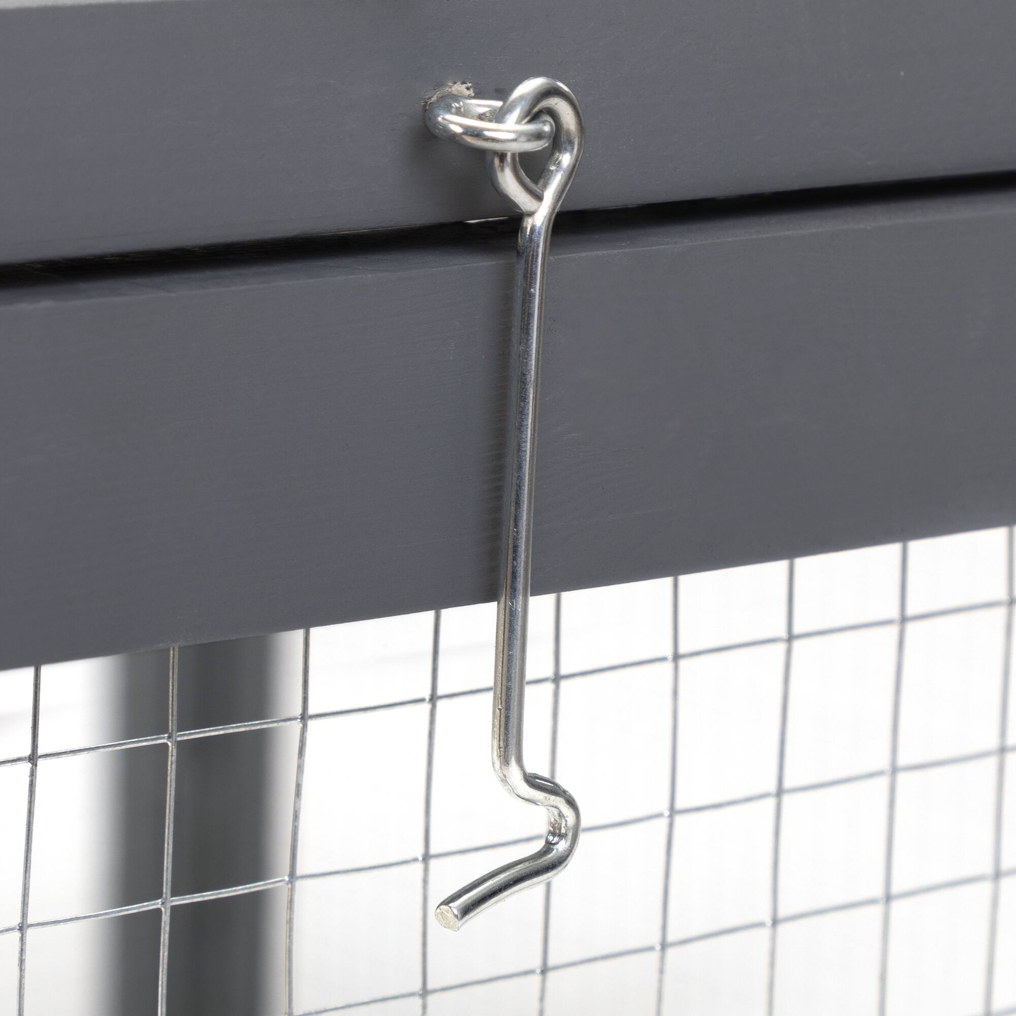 Alt View 2. Boyel Living - Gray Folding Rabbit Hutch with Lockable Doors and Ground Stakes with Chinese FirandGalvanized Wire Mesh - Gray.