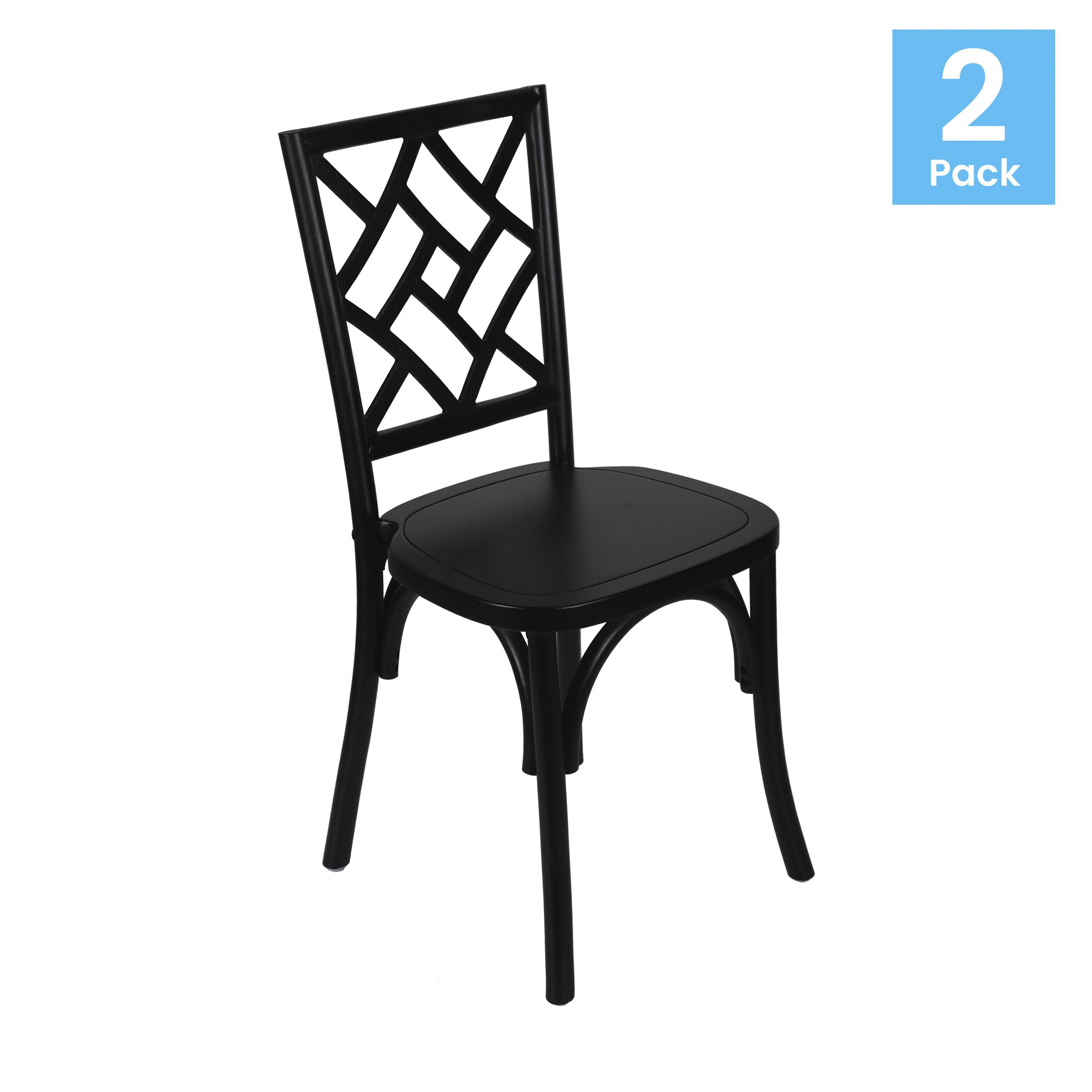 Alt View 1. Emma + Oliver - Decker Set of 2 Solid Wood Stack Dining Chairs with Decorative Back Design - Black.