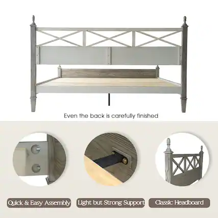 Even the back is carefully finished
Quick & Easy Assembly
Light but Strong Support
Classic Headboard