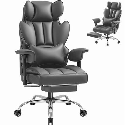 Front. Homall - High Back Ergonomic Executive Office Chair 500 lbs Capacity with Footrest Lumbar Support Reclining Adjustable Height - GRAY.