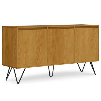 Front. Simpli Home - Hunter 3 Door Sideboard Buffet in Oak Veneer - Oak Veneer.