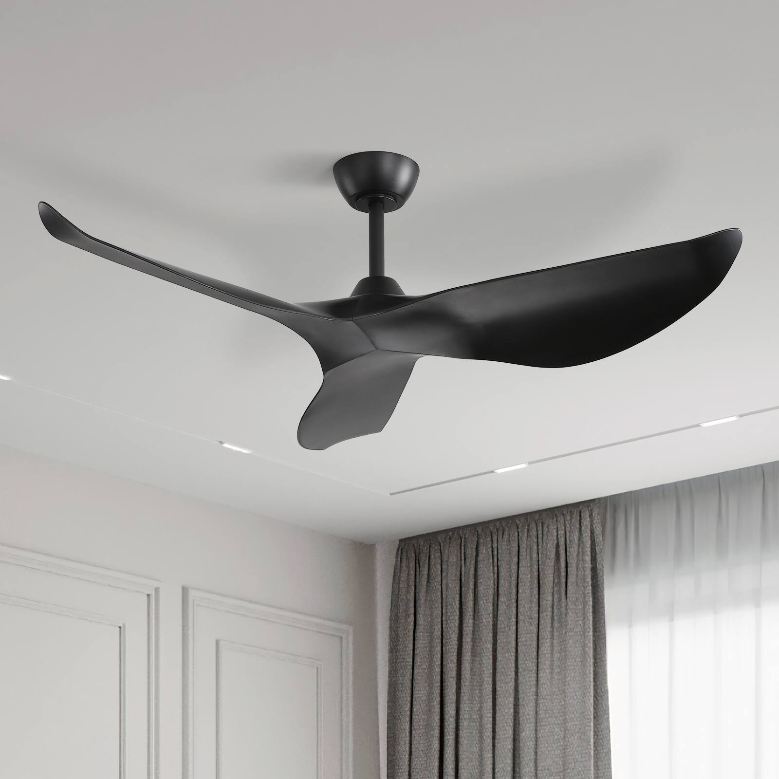 Alt View 1. Sofucor - 52 Inch Mordern Propeller Ceiling Fan No Light with Remote for Indoor Farmhouse Bedroom Living Room Outdoor Patio Porch - Black.