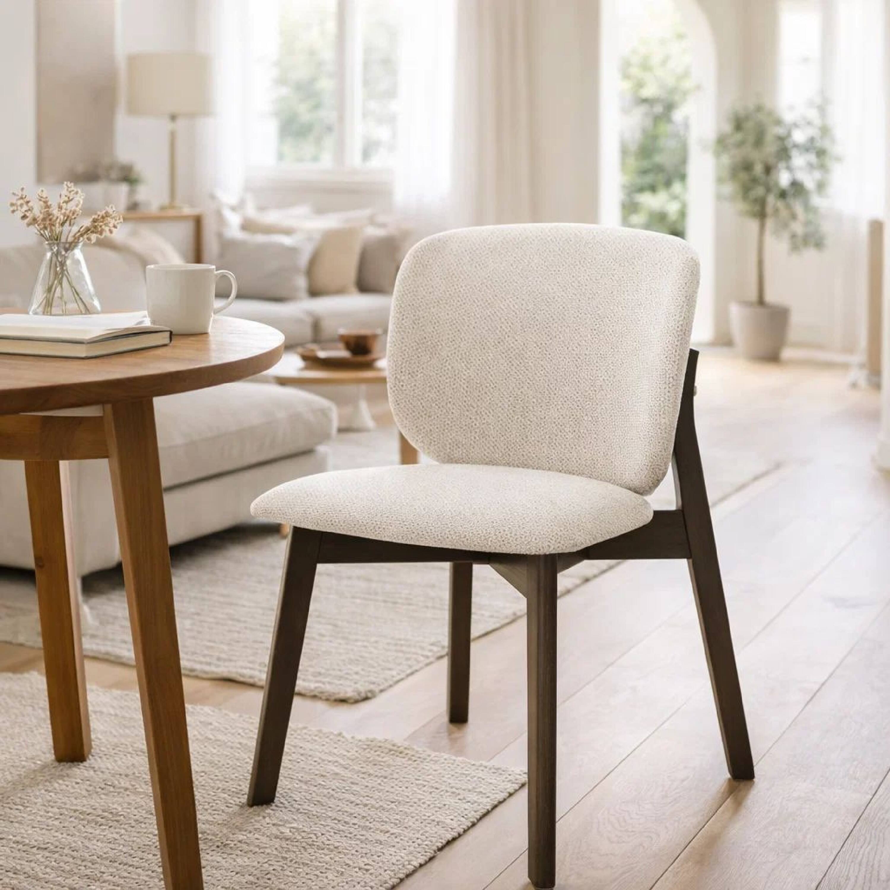 Alt View 7. Manhattan Lane - Mery Dining Side Chair Set of 2, Gray Chenille, Walnut Brown Legs - Walnut Brown, Gray.