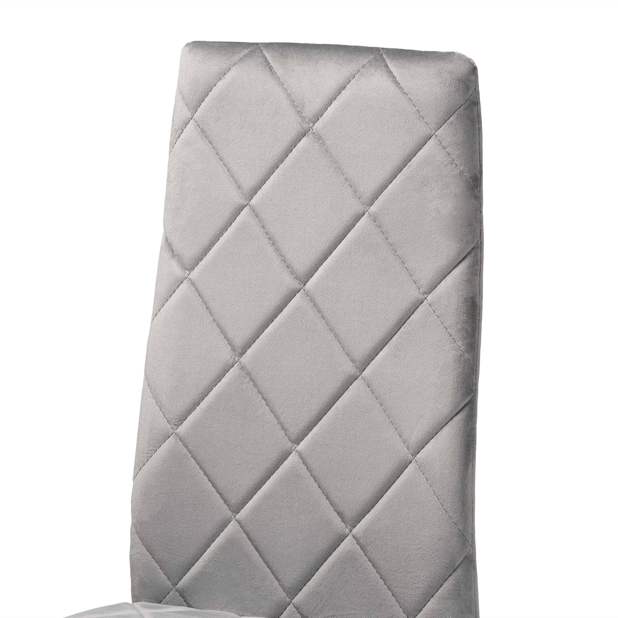 Left. Baxton Studio - Blaise Modern Glam Velvet Fabric Upholstered and Gold Finished Metal 4-Piece Dining Chair Set - Grey/gold.