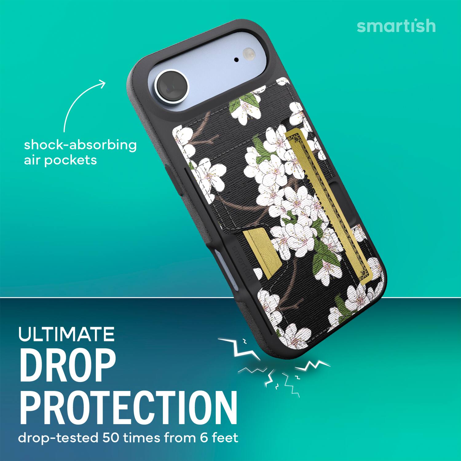 smartish  
shock-absorbing air pockets  
ULTIMATE DROP PROTECTION  
drop-tested 50 times from 6 feet