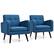 Front. Costway - Accent Upholstered Single Sofa Home Office Armchair with Wooden Legs (Set of 2) - Blue.
