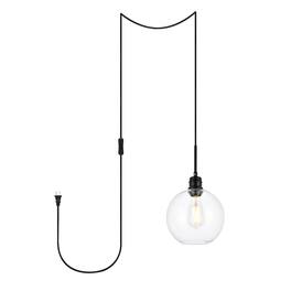 Living District - Emett 1 Light And Clear Glass Plug In Pendant - Black