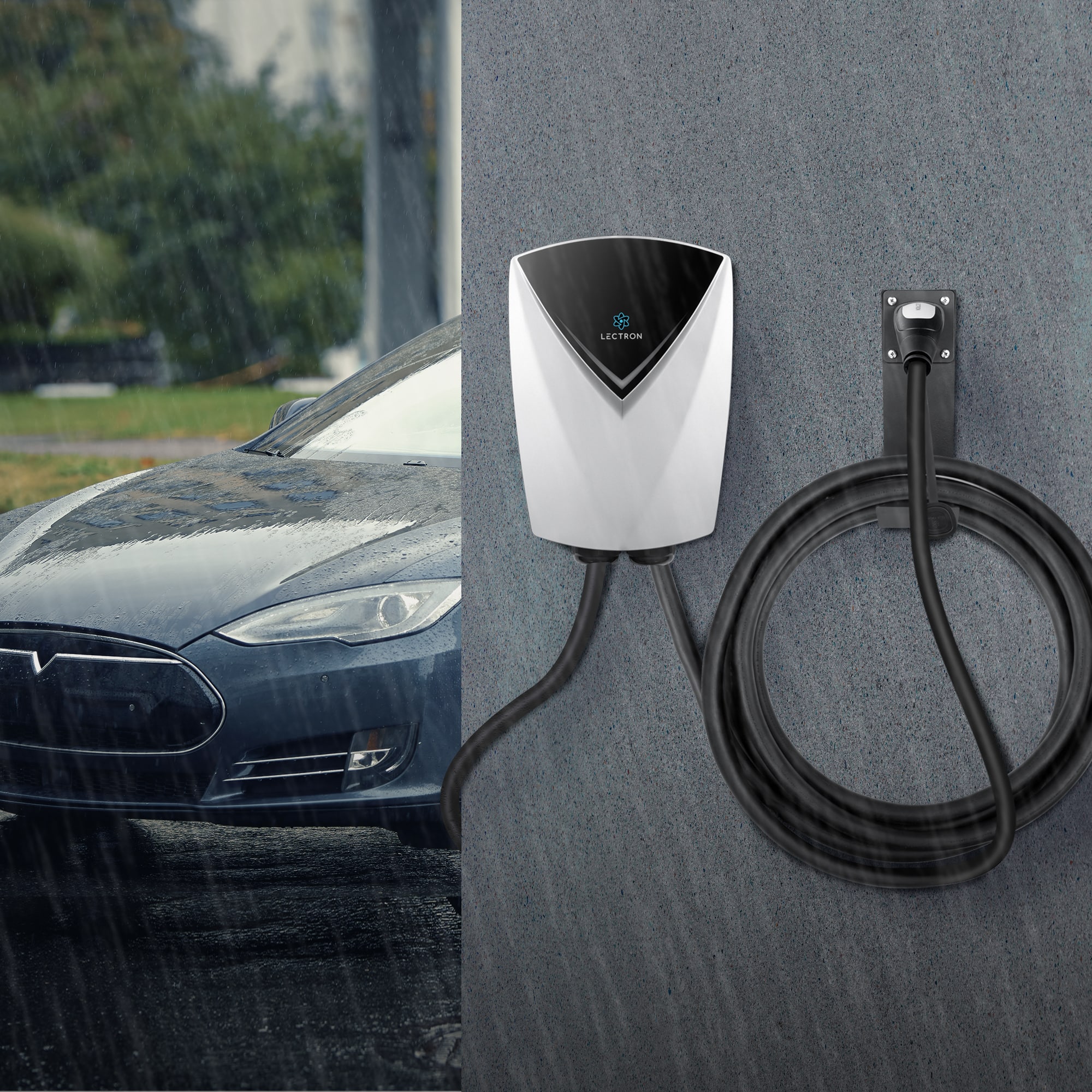 Alt View 14. Lectron - Tesla Level 2 NEMA-1450 V-Box Pro App & Wi-Fi Compatible Electric Vehicle (EV) Charging Station-up to 48A- 16' - White.