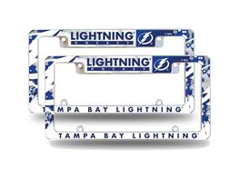 Rico Industries - Tampa Bay Lightning NHL (Set of 2) Chrome Metal License Plate Frames with Bold Full Frame Design - Multi