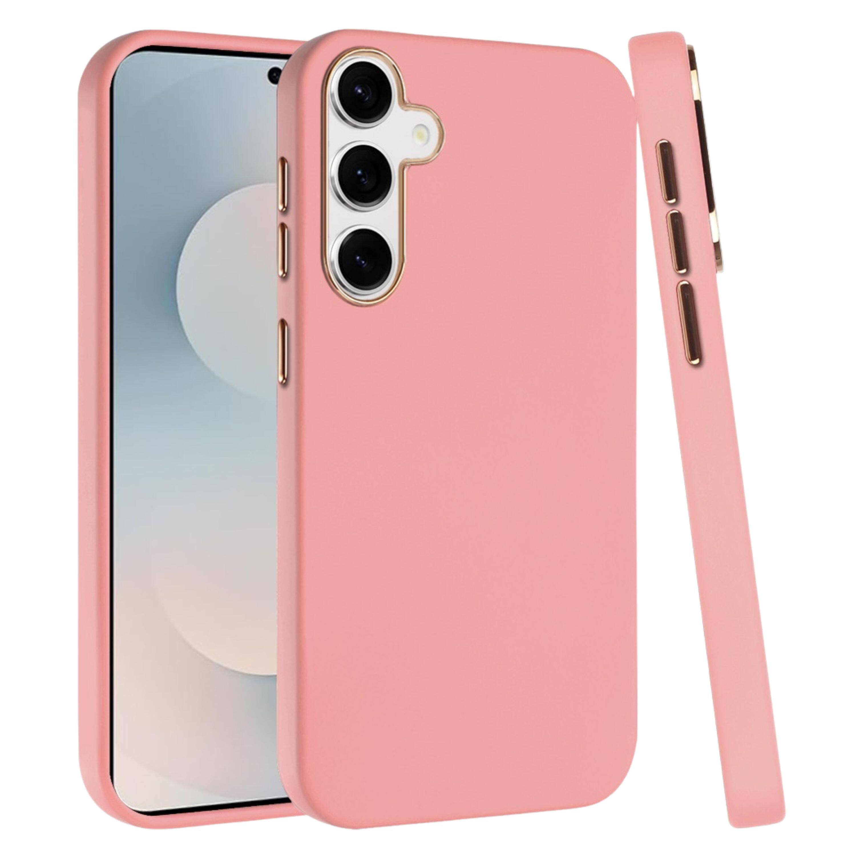 Kitcheniva - Soft Premium Cover Chromed buttons Phone Case With Tempered Glass For Samsung Galaxy S25 FE - Light Pink price history on PriceWatchPro