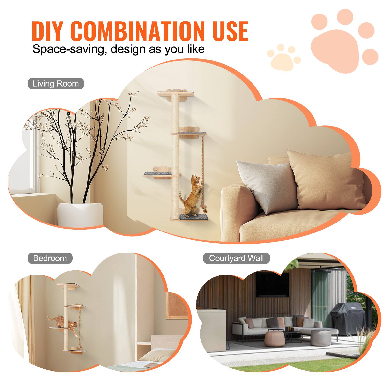 DIY COMBINATION USE  
Space-saving, design as you like  

Living Room  
Bedroom  
Courtyard Wall