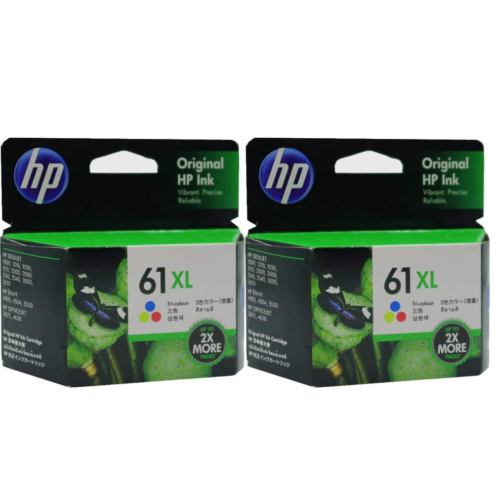 2x HP 61XL High Yield Tri-color Original Ink Cartridge 660 Pages - Black