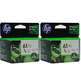 2x HP 61XL High Yield Tri-color Original Ink Cartridge 660 Pages - Black