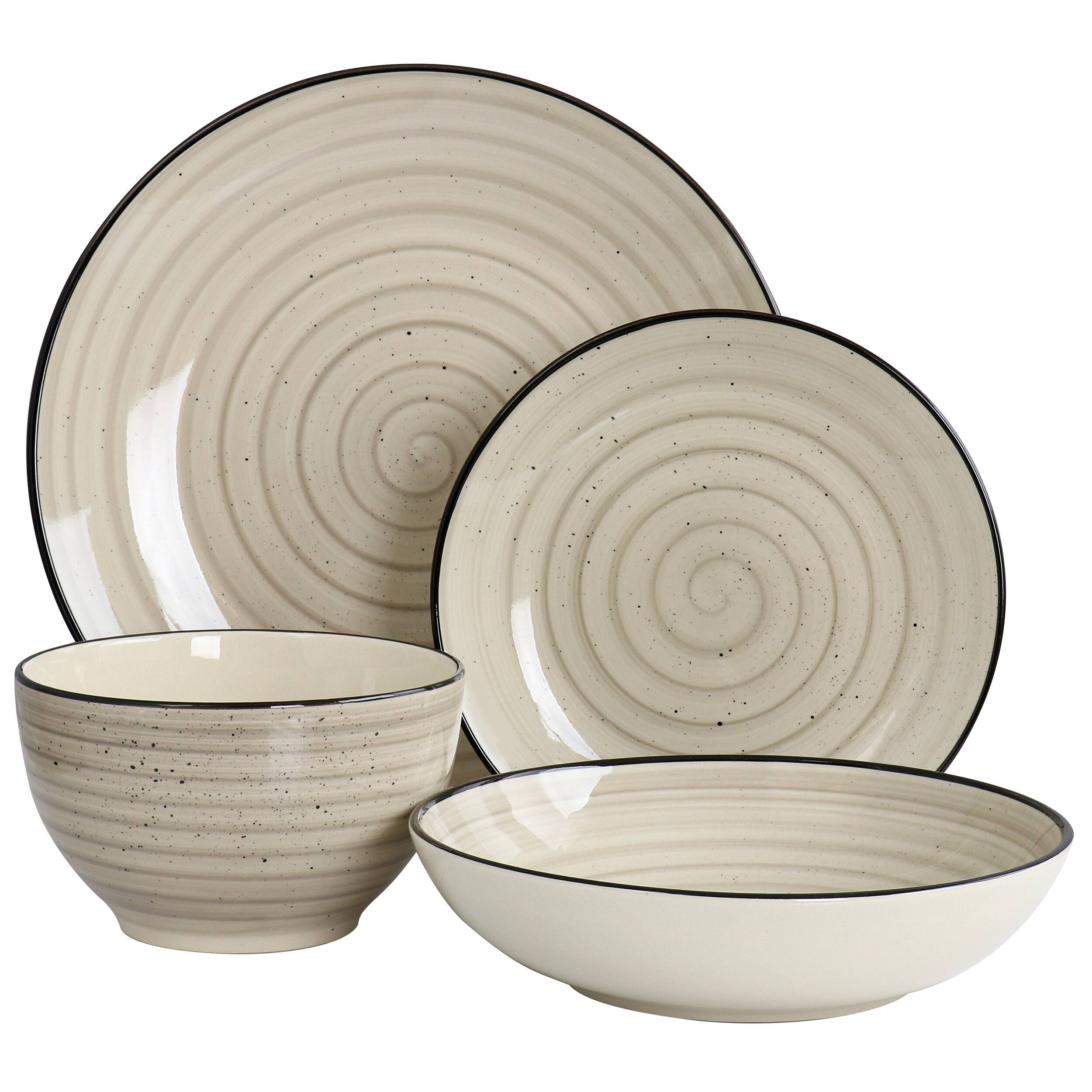 Alt View 1. Elama - Elama Gia 24 Piece Round Stoneware Dinnerware Set in Cream - Cream.