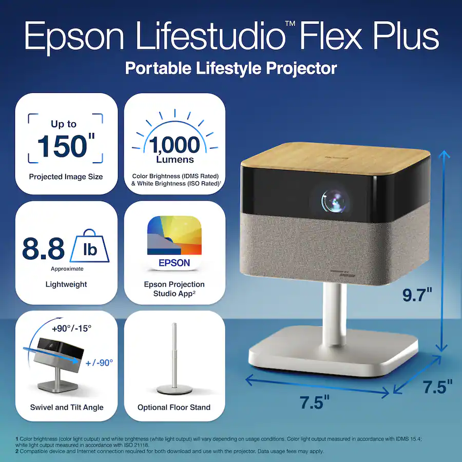 Epson Lifestudio Flex Plus 4K PRO UHD Portable Lifestyle Smart ...